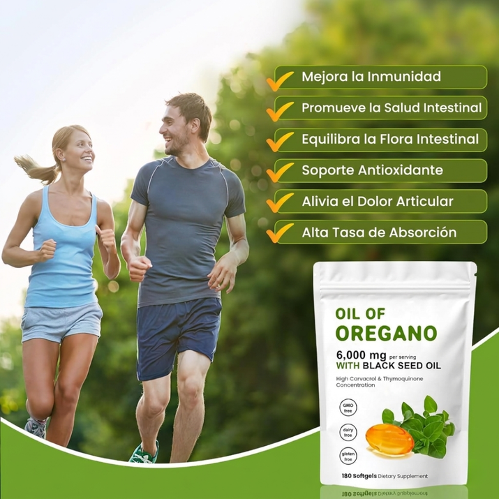 Aceite de Orégano 2 en 1 con  Semilla Negra - 300 Cápsulas Blandas
