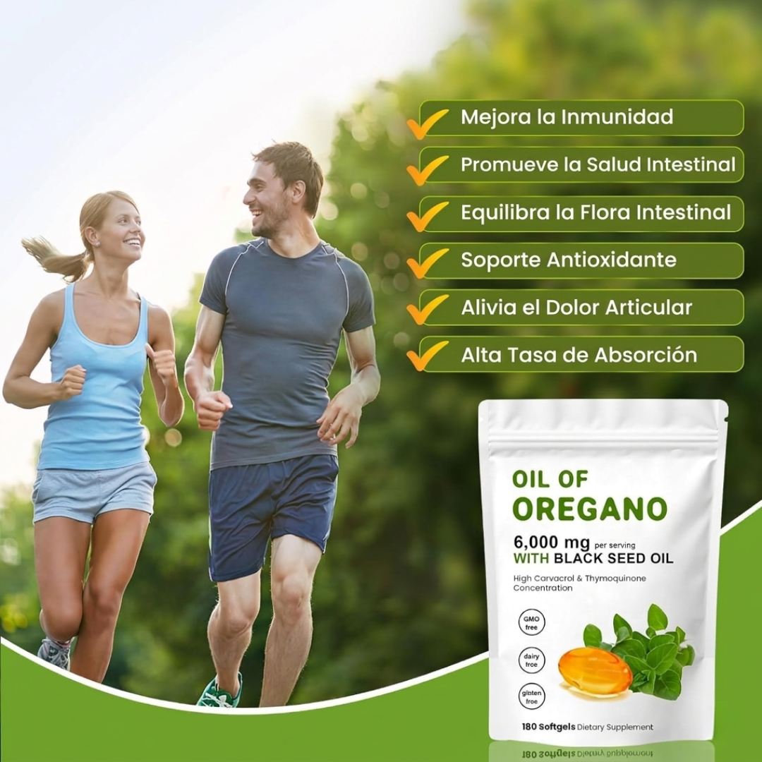 Aceite de Orégano 2 en 1 con  Semilla Negra - 300 Cápsulas Blandas