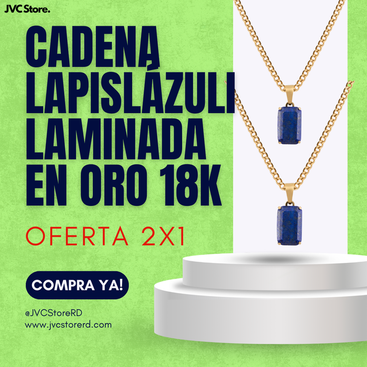 2x1 Cadenas Lapislázuli Laminadas en ORO 18K
