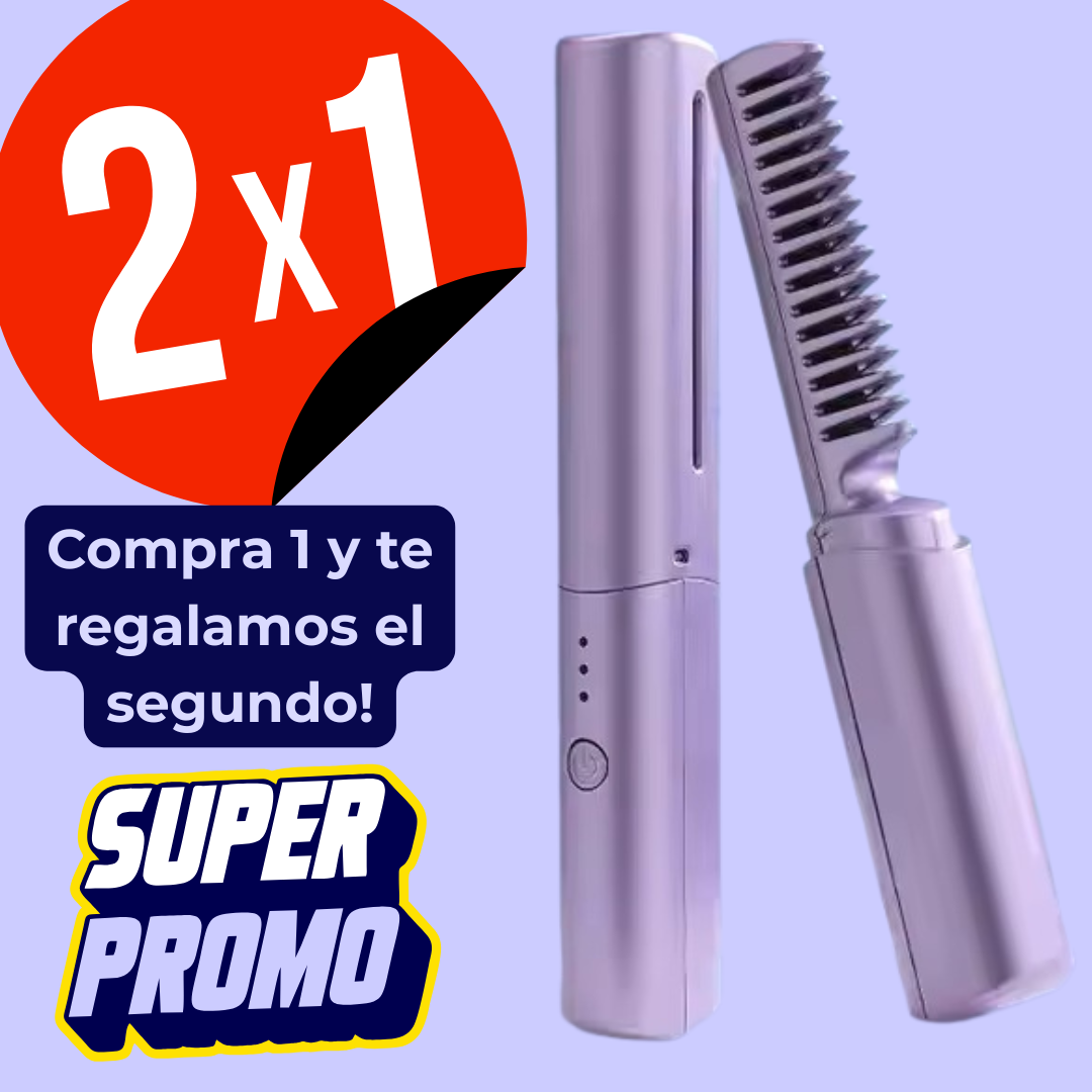 2x1 💇‍♀️ Peine Alisador Inalámbrico portátil 2 en 1 – Cabello Liso y Suave en Minutos