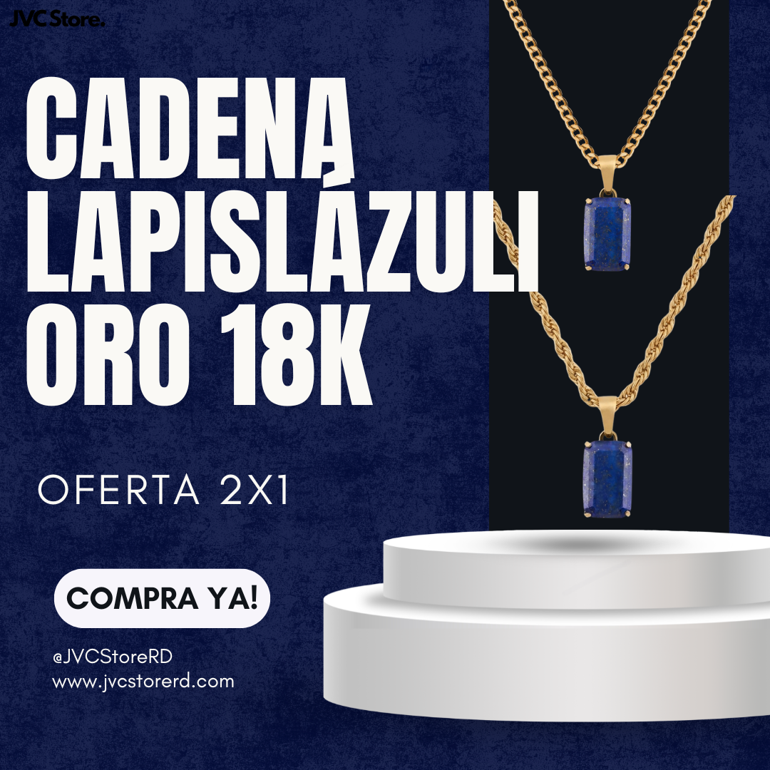 2x1 Cadenas Lapislázuli Laminadas en ORO 18K