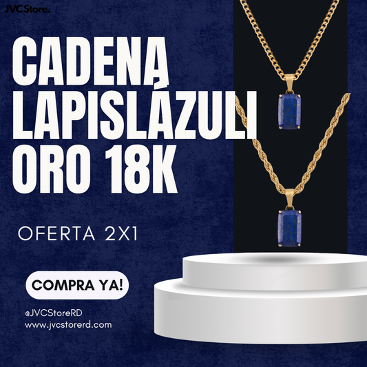 2x1 Cadenas Lapislázuli Laminadas en ORO 18K