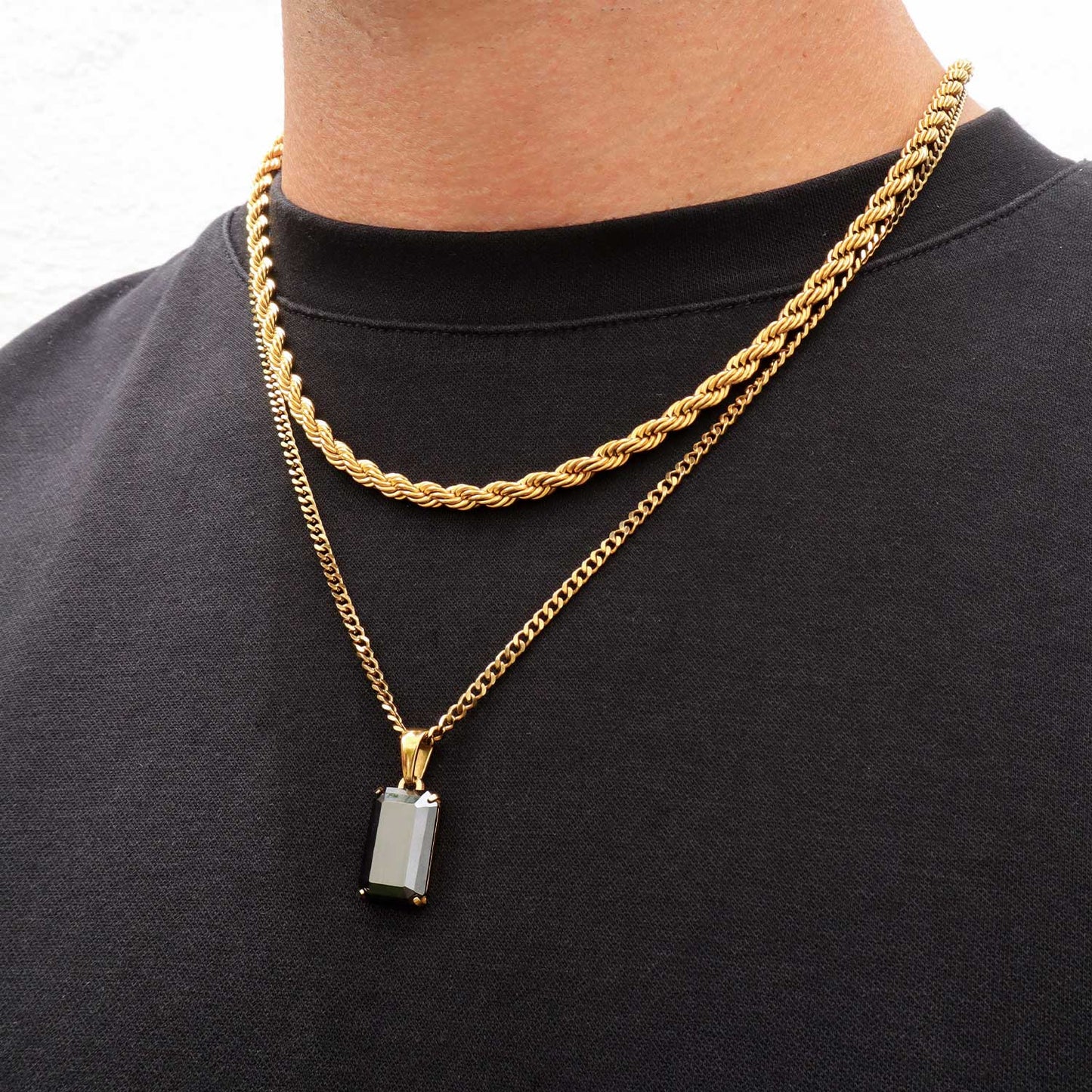 Set de Cadenas ONYX laminadas en ORO 18K