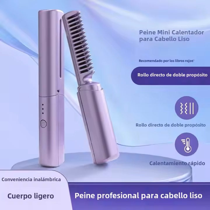 2x1 💇‍♀️ Peine Alisador Inalámbrico portátil 2 en 1 – Cabello Liso y Suave en Minutos